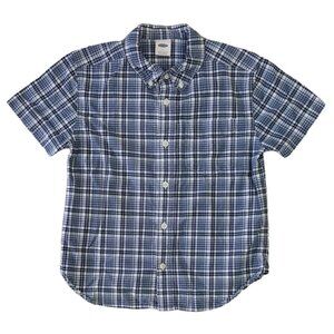Old Navy Boys Plaid Button Down Shirt Blue SZ 6 White Check Short Sleeve Pocket